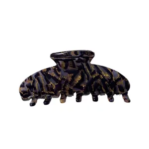 Elegante pinza para el pelo de acetato con estampado de leopardo morado y dorado
