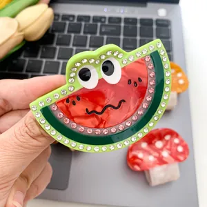 Süße Haarklammer im Wassermelonen-Design aus Acetat mit bunten Strasssteinen für Damen