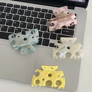 Pince à Cheveux en Acétate Forme de Fromage Évidée Pince Requin Pour Femmes Filles Accessoires de Coiffure