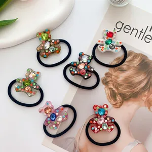 Set di elastici per capelli a forma di orsetto in acetato con cristalli colorati