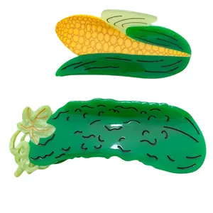 Creative corn and cucumber shaped acetate hair claws for stylish women hair accessories