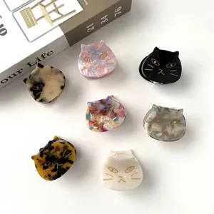 Cute Cat Shaped Acetate Hair Claw Clip For Women Girls Japanese Korean Style Daily Hair Accessories Animal Pattern Small Jaw Clip