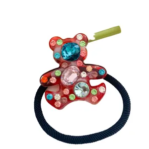 Elegante elastico per capelli a forma di orso con cristalli colorati per donna