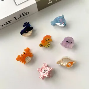 Mini Pinces à Cheveux en Acétate Animaux Marins Dessin Animé Mignon Hippocampe Étoile de Mer Baleine Dauphin pour Femmes