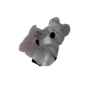 Cute koala acetate claw clip with marble texture for hair styling and accessories