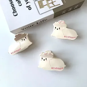 Pince à Cheveux Crabe en Acétate Chiot Dessin Animé Style Japonais Doux Cœur Accessoires de Coiffure pour Femmes