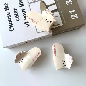 Lot de pinces à cheveux chiot blanc mignon avec design élégant et accents roses