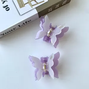 Schicke Schmetterling-Haarklammern Set in Lila und Weiß Acetat für elegantes Haarstyling