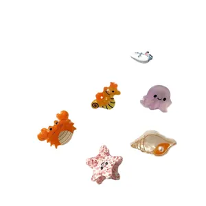 Set de barrettes mignonnes en acétate avec hippocampe, crabe et étoile de mer