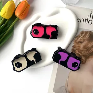Pince à Cheveux en Acétate Panda Mignon Forme Animale Unique Accessoire Brillant pour Femmes Filles Coiffure Quotidienne