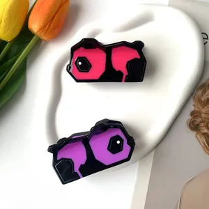 Pinces à cheveux panda mignonnes en rose et violet en résine d'acétate brillante