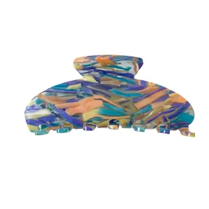 Large acetate claw clip with colorful marble oil painting texture and strong spring grip