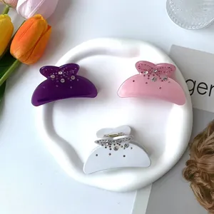 Pinces à cheveux en résine pastel avec cristaux brillants en violet, rose et blanc