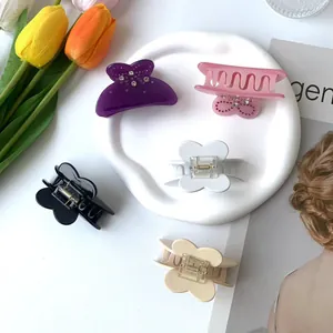 Barrettes à cheveux colorées avec strass en forme de nœud et rectangulaire pour filles