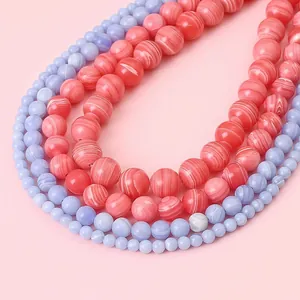 Synthetic Striped Agate Round Loose Beads For DIY Jewelry Making Smooth Stone Beads For Bracelets Necklaces Handicrafts