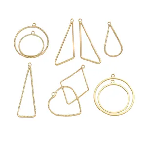 14K Gold Filled Copper Geometric Pendants DIY Jewelry Making Findings Heart Round Triangle Charms For Earrings Necklace
