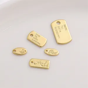 Pendentif Étiquette Ovale Rectangle en Cuivre Rempli d'Or 14K Gravé pour Création de Bijoux DIY Matériel Accessoires