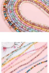 Macro detail of colorful Heishi natural shell beads for DIY jewelry making