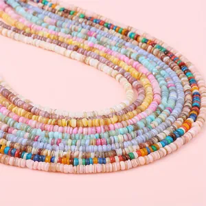 Natural Colored Shell Spacer Beads Flat Round Heishi Disc Loose Beads For DIY Necklace Bracelet Jewelry Making Handmade Crafts