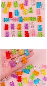 Close-up of translucent colorful acrylic gummy bear beads for DIY jewelry making