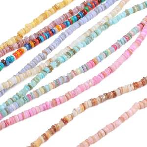 Colorful natural shell bead strands for DIY jewelry making with smooth disc shape