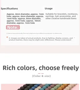 Detailed size guide for multi-colored porous lava stone beads 4mm to 10mm for DIY jewelry