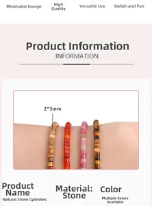 Détails des perles cylindriques en pierre naturelle de 2x3mm en plusieurs couleurs