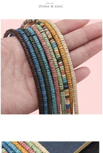 Macro view of colorful disk-shaped natural lava stone spacers for DIY jewelry making