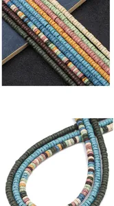 Macro detail of colorful flat disc lava stone beads for DIY handmade jewelry crafting