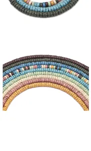 Flat round lava stone spacer beads in multiple colors for DIY handmade jewelry crafts