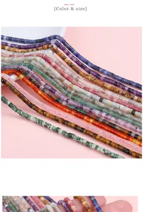 Detailed view of colorful cylindrical natural stone beads for DIY jewelry making