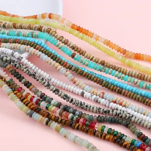 Natural Stone Rondelle Beads For DIY Jewelry Making Handmade Bracelet Necklace Accessories Multi Color Heishi Disc Stone Spacer Beads