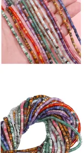 Macro detail of colorful cylinder natural stone beads for DIY jewelry making