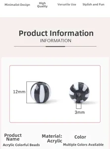 Detail showing 12mm acrylic striped beads with 3mm hole for DIY jewelry making