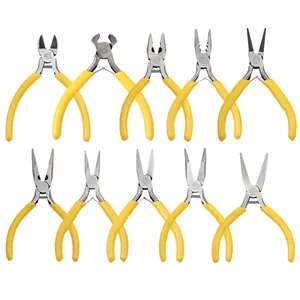 Carbon Steel DIY Jewelry Making Pliers Professional Polished Hand Tools Yellow Non Slip Handle Mini Precise Pliers For Crafting Handmade Accessories