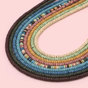Colorful natural volcanic stone disc beads for handmade jewelry DIY bracelets and necklaces