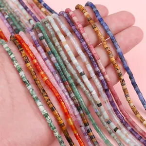 Natural Stone Cylinder Tube Beads 2x3mm Small Cylinder Spacer Beads For DIY Jewelry Making Bracelet Necklace Handmade Craft Supplies