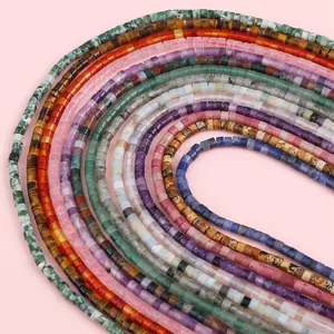 Cylinder natural stone beads for DIY jewelry featuring tiger eye and amethyst