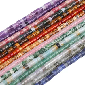 Natural gemstone cylinder beads in various colors for DIY jewelry making and bracelets