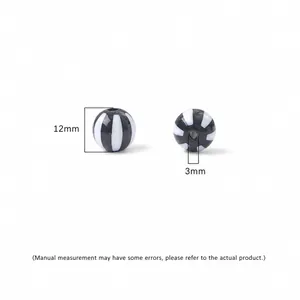 Spherical 12mm acrylic beads with black and white stripes for DIY jewelry making