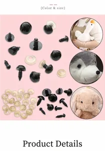 Detalle de ojos de seguridad negros y arandelas para manualidades de peluches