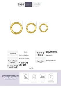 Detail of round spring snap hooks in 20mm, 25mm, 28mm sizes for DIY bag hardware