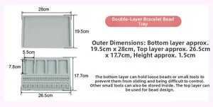 Plateau de perlage gris à deux niveaux pour bijoux avec marquages de mesure précis