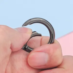 Gun black metal spring ring clasp for keychains and bag accessories with push gate opening