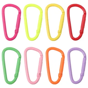 Set of 8 colorful D-shaped alloy carabiner clips with spring gates for DIY accessories