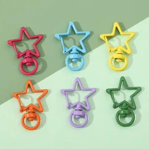 Colorful star-shaped alloy lobster clasps for DIY jewelry and keychain accessories