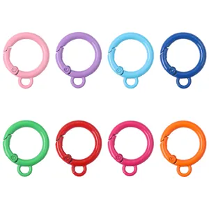 Set of 25mm candy colored round spring gate rings for DIY keychains and bag accessories