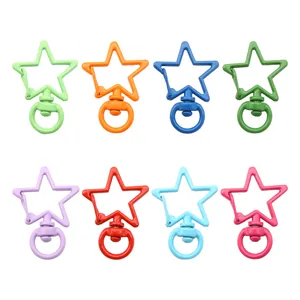 Set of 8 colorful star shaped rotating lobster clasps for DIY keychains and jewelry making