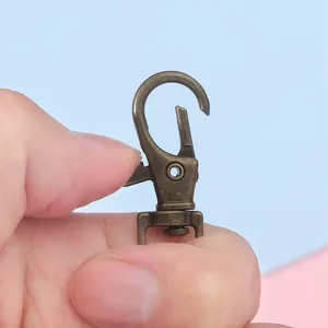 Chiusura a moschettone girevole in bronzo con anello a 360 gradi per portachiavi e borse