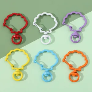 Colorful shell-shaped lobster clasps in six candy colors for DIY keychain accessories